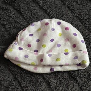 Carter's White Beanie with Purple and Green Dots